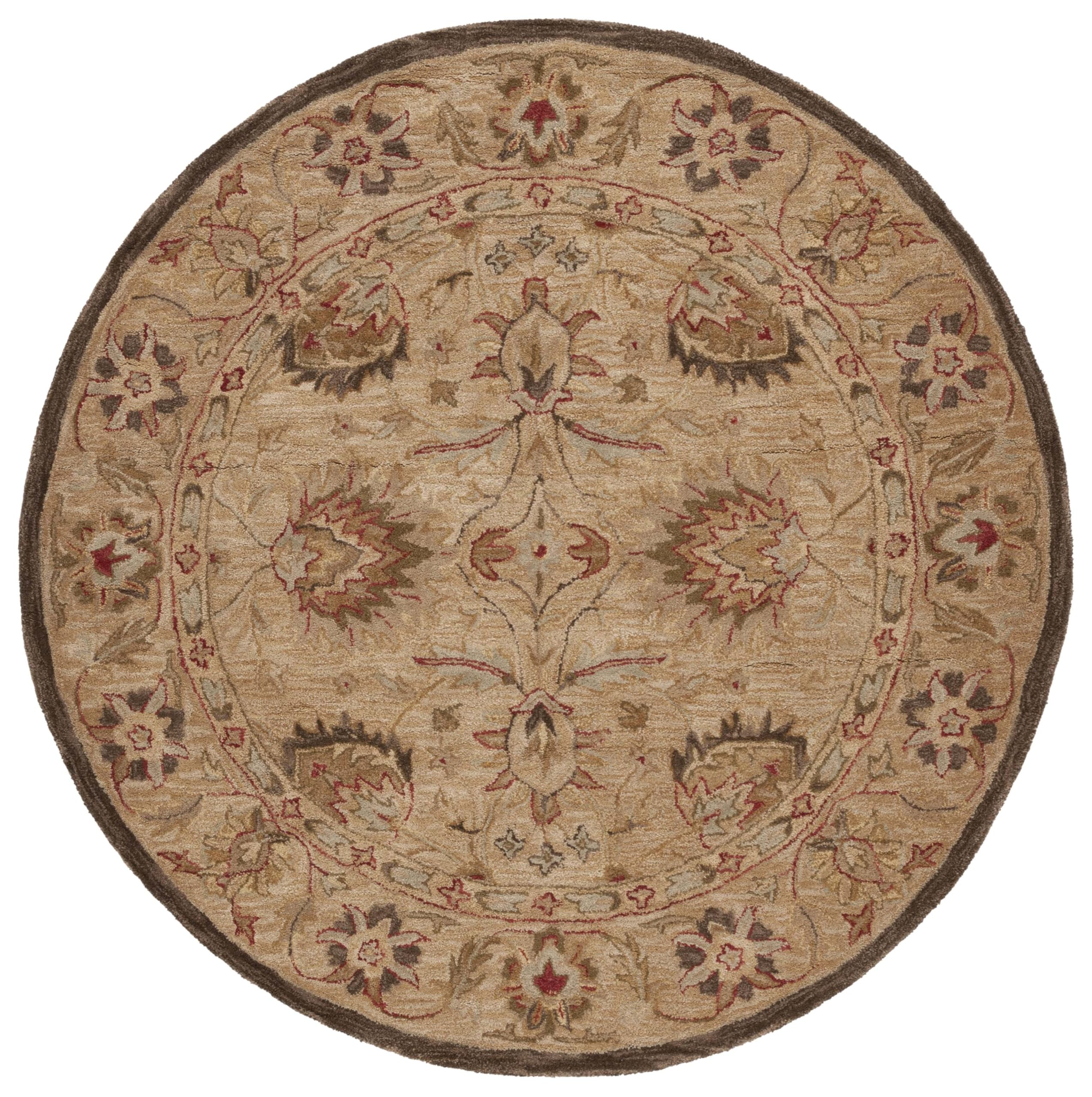 SAFAVIEH Anatolia Collection 4' Round Beige Handmade Wool Area Rug - Traditional Oriental Design for Living Room, Bedroom & Home Decor
