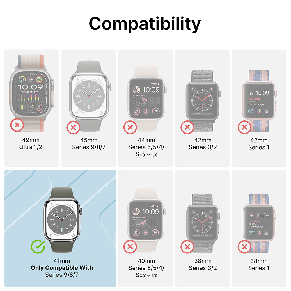 2-Pack 41mm Tempered Glass Screen Protector for Apple Watch Series 9/8/7 - Ultra HD Clear, Anti-Scratch, Bubble-Free - Perfect for Workouts, Swimming & Everyday Use