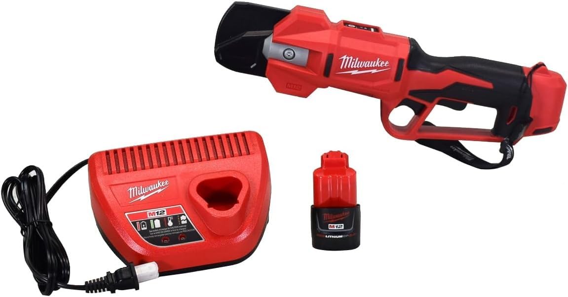 Milwaukee 2534-21 12V Cordless Pruner Shears Kit with Battery and Charger - Lightweight Electric Hedge Trimmer for Gardening, Landscaping & Tree Care