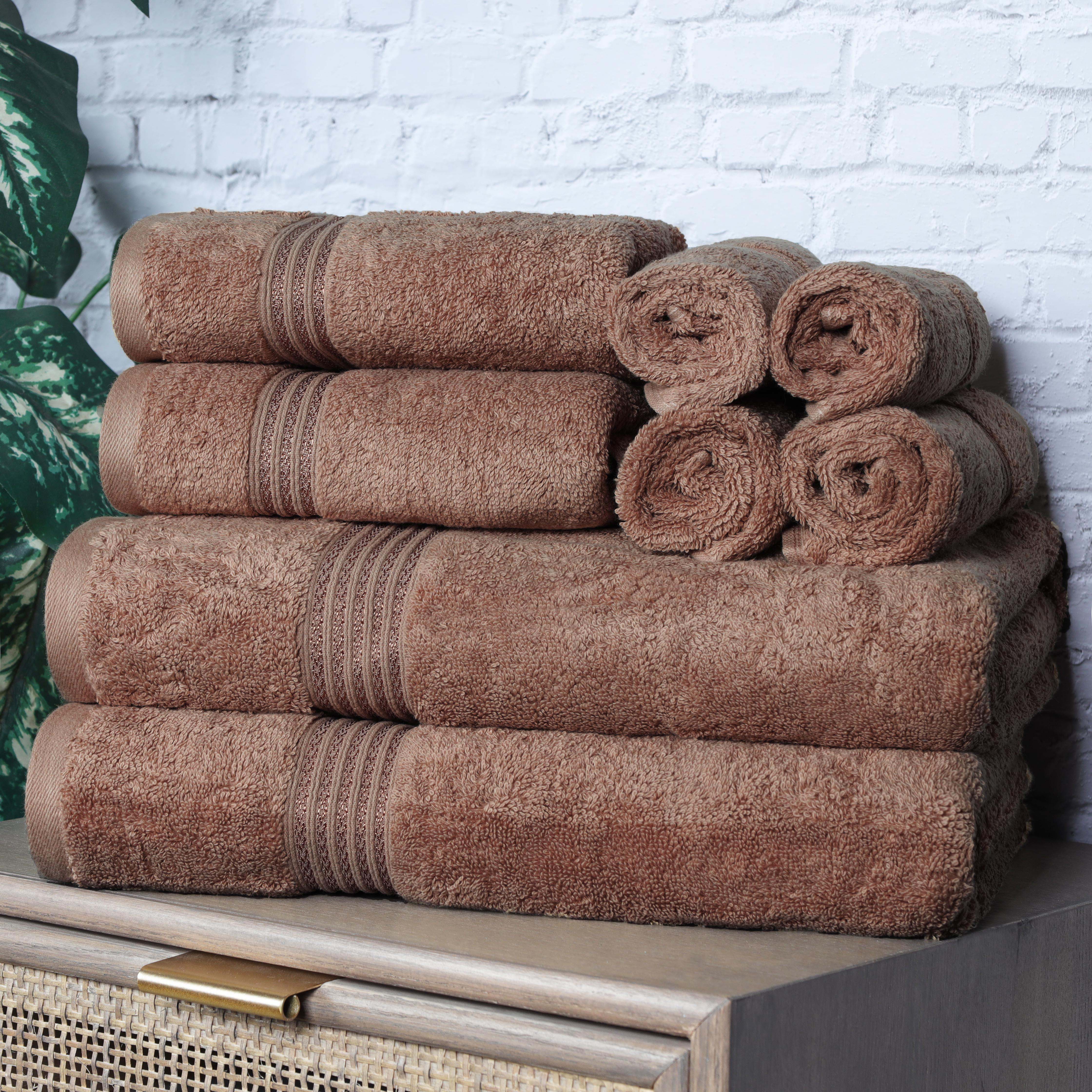 Premium Egyptian Cotton 8-Piece Bath Towel Set - Ultra Soft, Highly Absorbent & Quick-Drying - Perfect for Spa, Bathroom & Beach Use