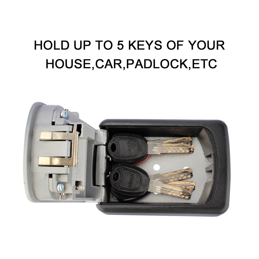 ELEOPTION 4-Digit Combination Key Lock Box - Wall Mount Safe for Outdoor Door, Home, Car & Office - Secure Key Storage with Weatherproof Design (Grey) | Perfect for Vacation Rentals, Airbnb Hosts & Property Managers