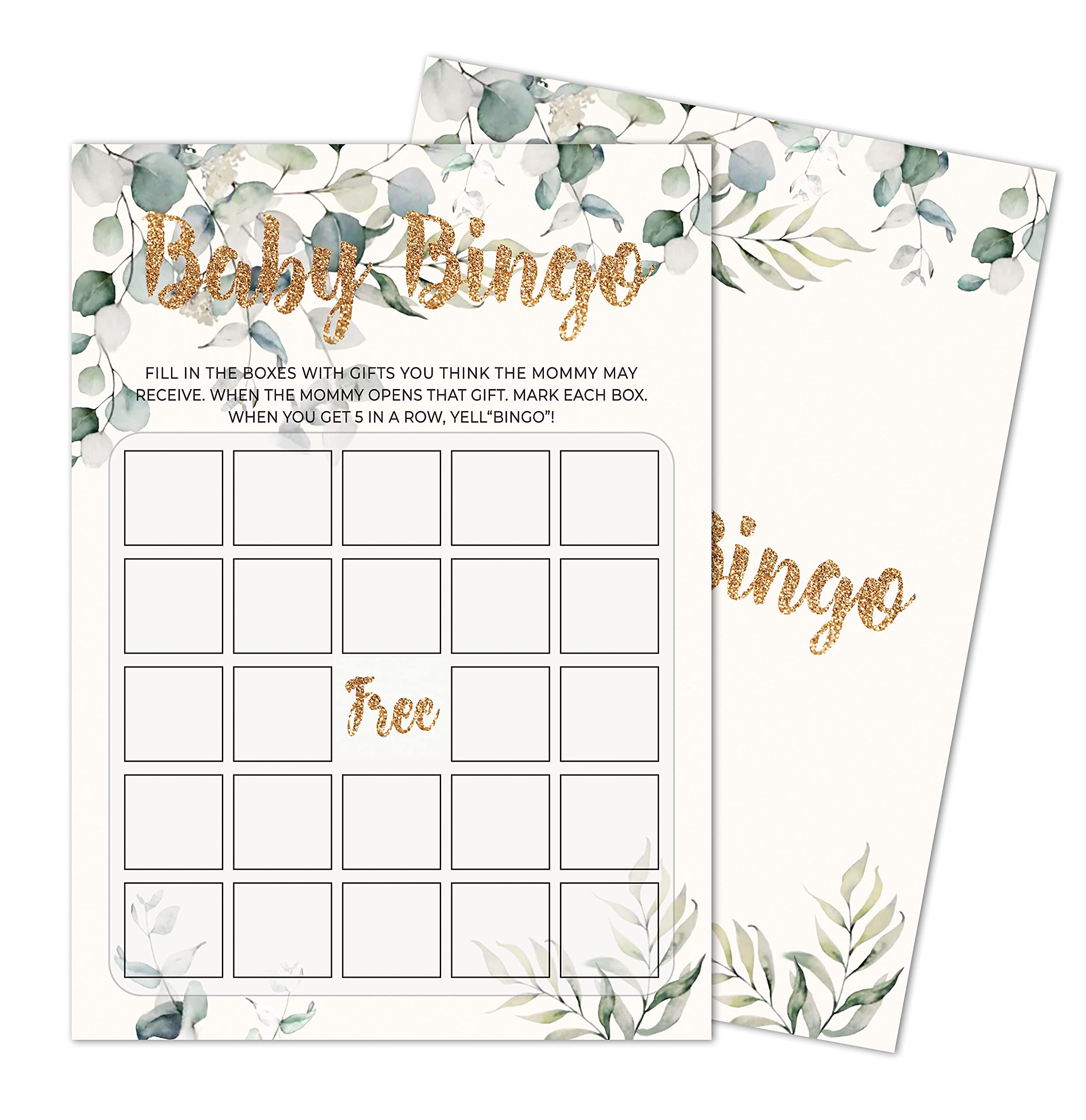 Yuansail Bingo Baby Shower Game Set - 30 Gender Neutral Game Cards for Baby Reveal Party, Gender Neutral Greenery Decorations - Perfect for Baby Shower, Gender Reveal Parties & Nursery Decor (bb005-yx07)
