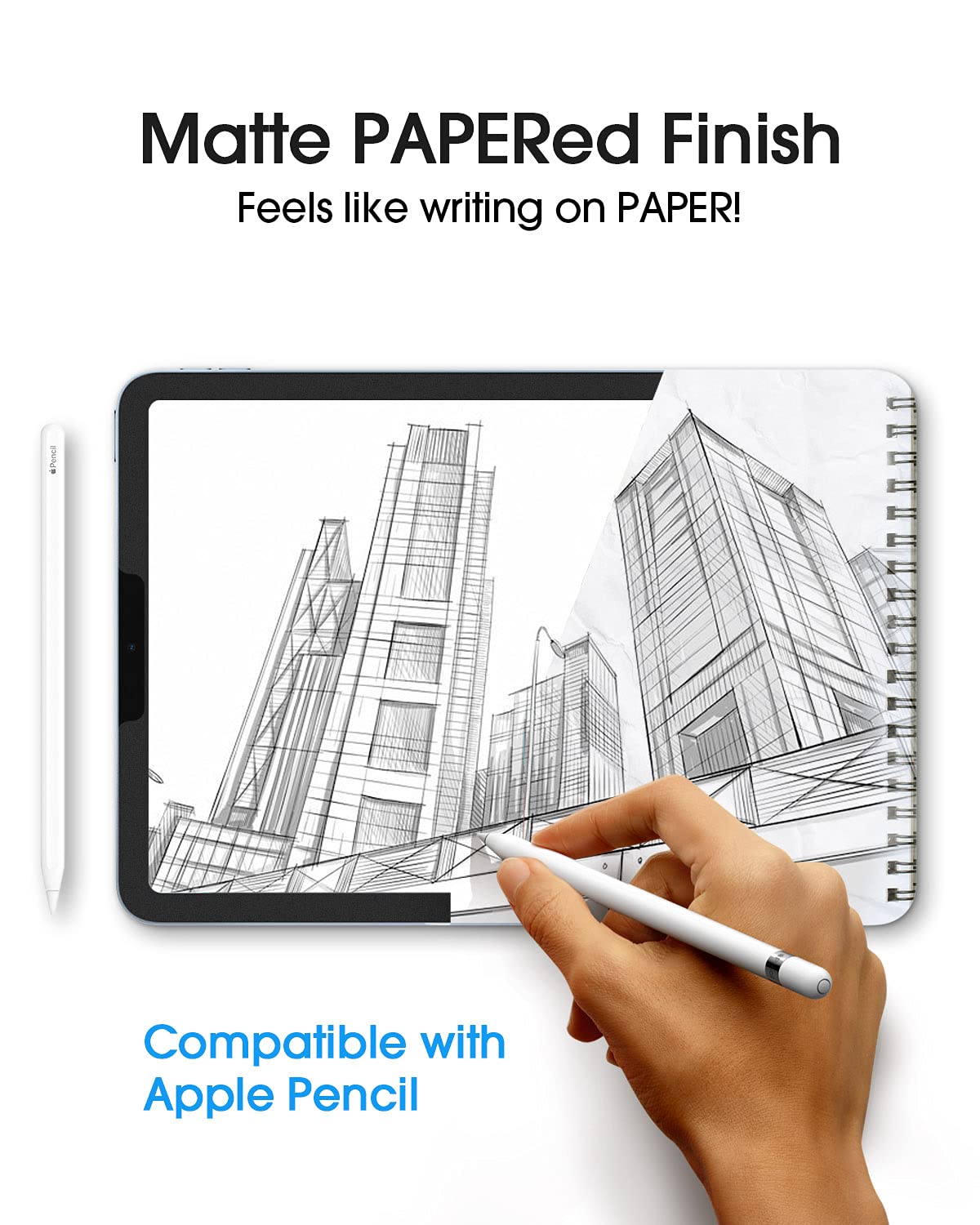 amFilm 2-Pack Matte Paper-Feel Screen Protector for iPad Pro 11 (2021/2022) & iPad Air 5/4 (2020/2022) - Anti-Glare Tempered Glass with Paper Texture - Perfect for Drawing, Note-Taking & Reading in Sunlight