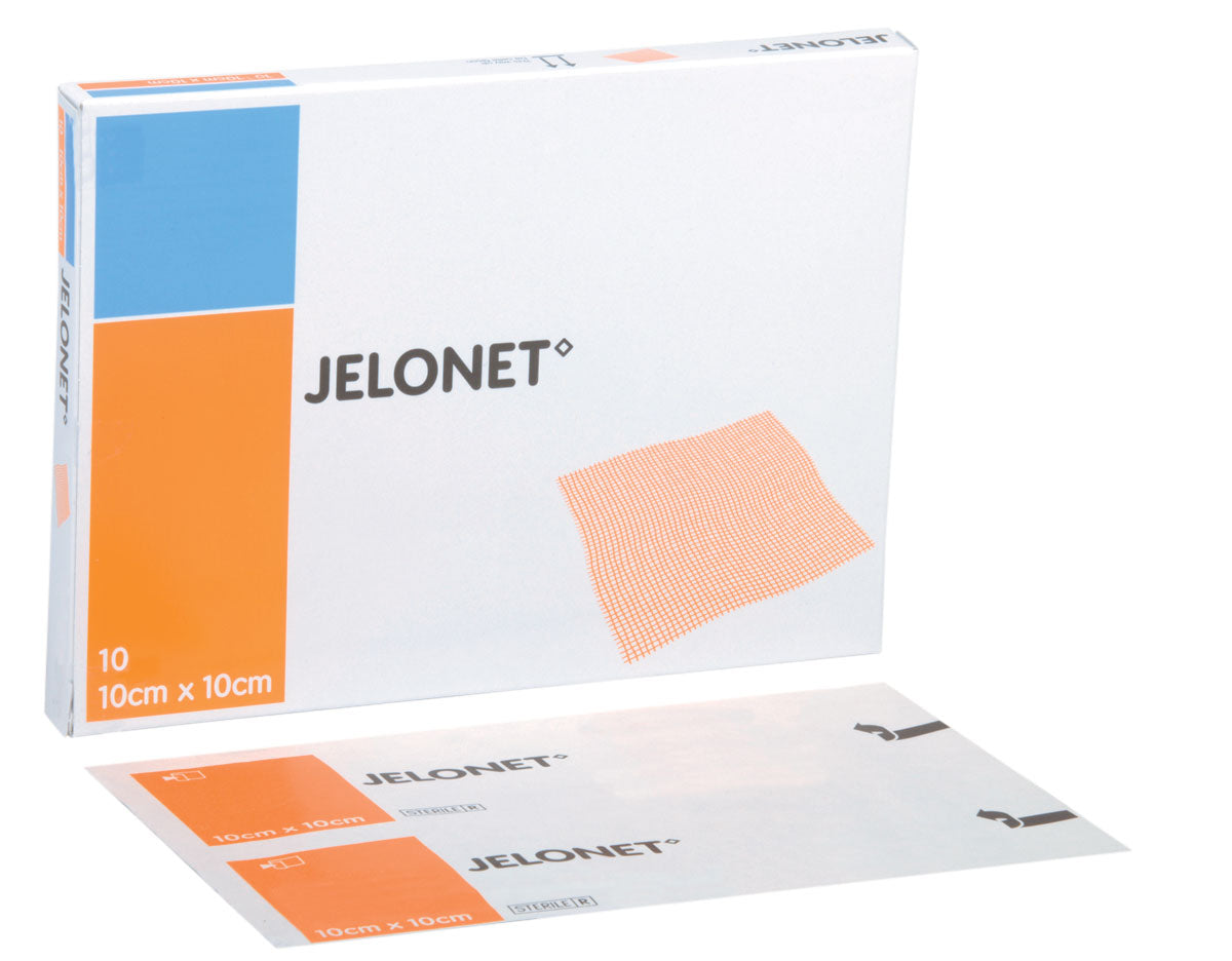 JELONET Paraffin Gauze Dressings 10.2 x 10.2 cm (4 x 4 inches) - Sterile Wound Care Bandages - Pack of 10 - Ideal for Burns, Cuts & Post-Surgical Wound Protection
