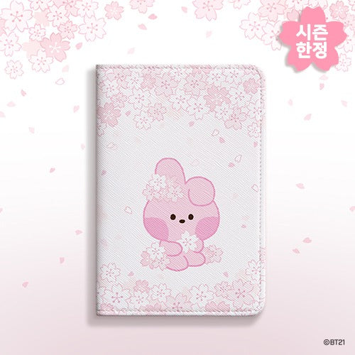 BT21 Cherry Blossom Mini Passport Cover - Cute Cooky Character Travel Accessory for Passport Protection | Perfect for Travel, Vacation & Business Trips