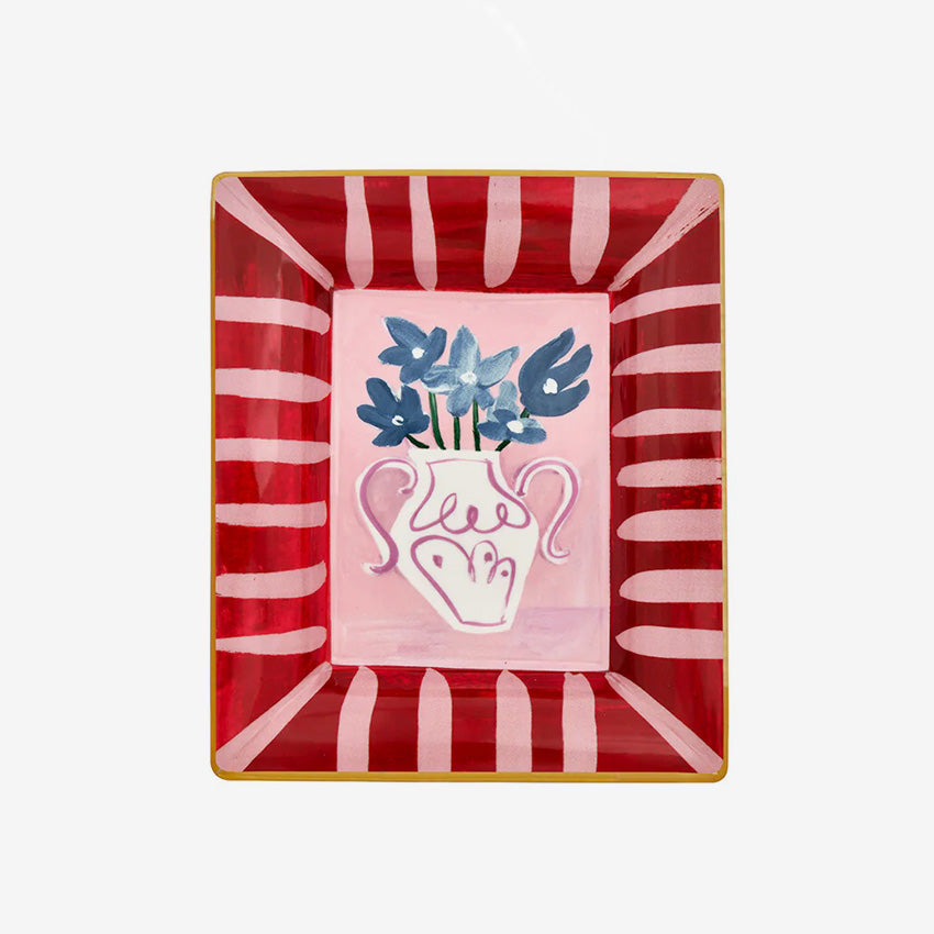Bitossi Home Con Amore Tray - Handmade Italian Ceramic Serving Tray with Blue Floral Design, Perfect for Breakfast, Brunch, or Home Decor