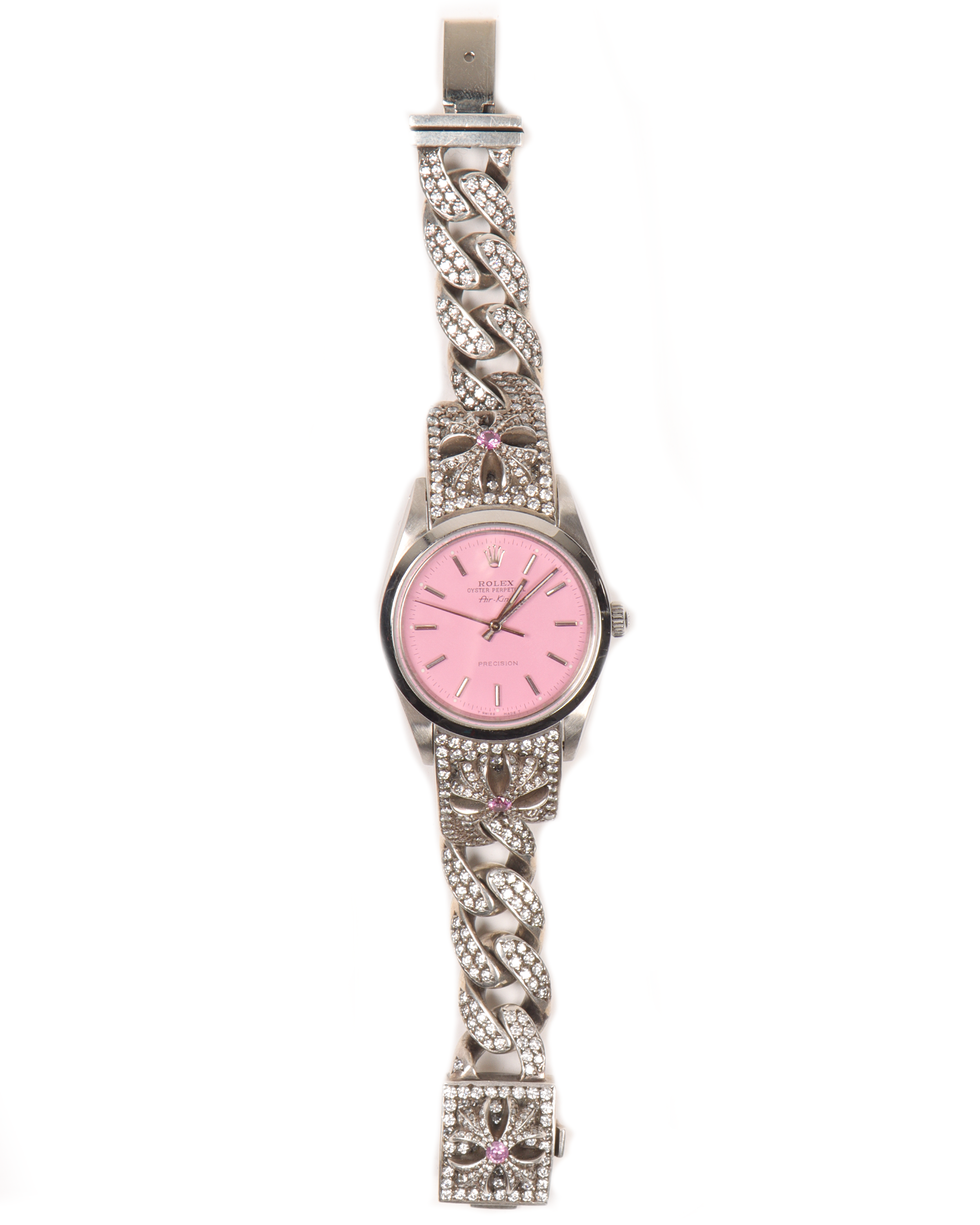 36mm Pave Diamond Rolex Air King Watch for Men - Luxury Stainless Steel Timepiece for Business, Gifts & Special Occasions