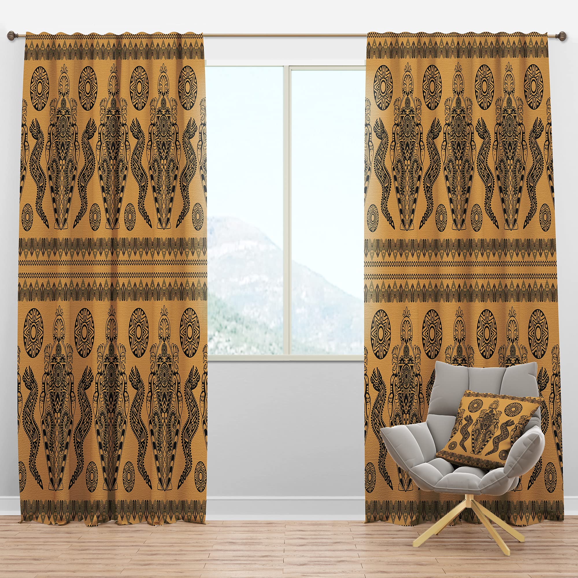 DesignQ Blackout Curtains with Ethnic African Pattern - Thermal Insulated Single Panel (52x120 inches) for Bedroom & Living Room - Perfect for Light Blocking, Privacy & Energy Savings