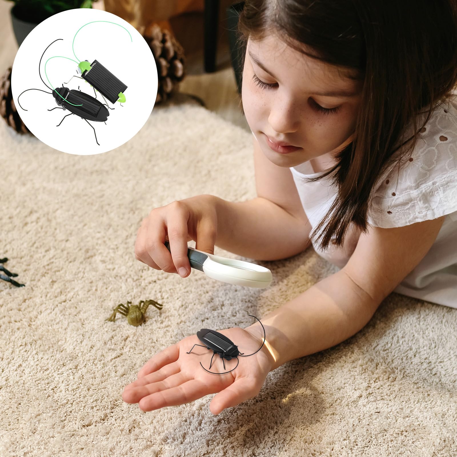 6PCS Solar Powered Insect Toys - Lifelike Moving Crickets & Grasshoppers for Kids, Boys & Girls - Educational Solar Science Toys for School Projects & Outdoor Play - Fun Fake Roaches for Nature Exploration & STEM Learning