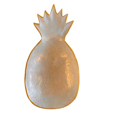 Handmade Crushed Shell Pineapple Bowl - Unique Beachy Home Decor for Tropical Party, Wedding Centerpiece & Coastal Dining Table Decor