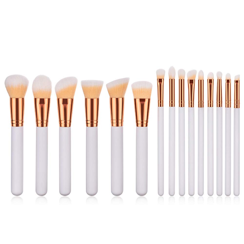 Premium 15-Piece Professional Makeup Brush Set - Eyeshadow, Eyeliner, Powder & Foundation Brushes - Japanese Quality Synthetic Bristles (White, One Size) for Flawless Makeup Application at Home or Salon