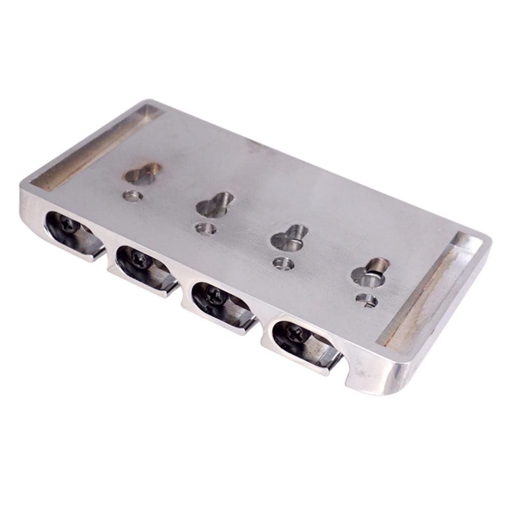 Premium Zinc Alloy Silver Bridge Tailpieces Set for 4-String Electric Bass Guitar - Replacement Parts for Enhanced Tone & Sustain | Perfect for Bass Upgrades, Repairs & DIY Projects