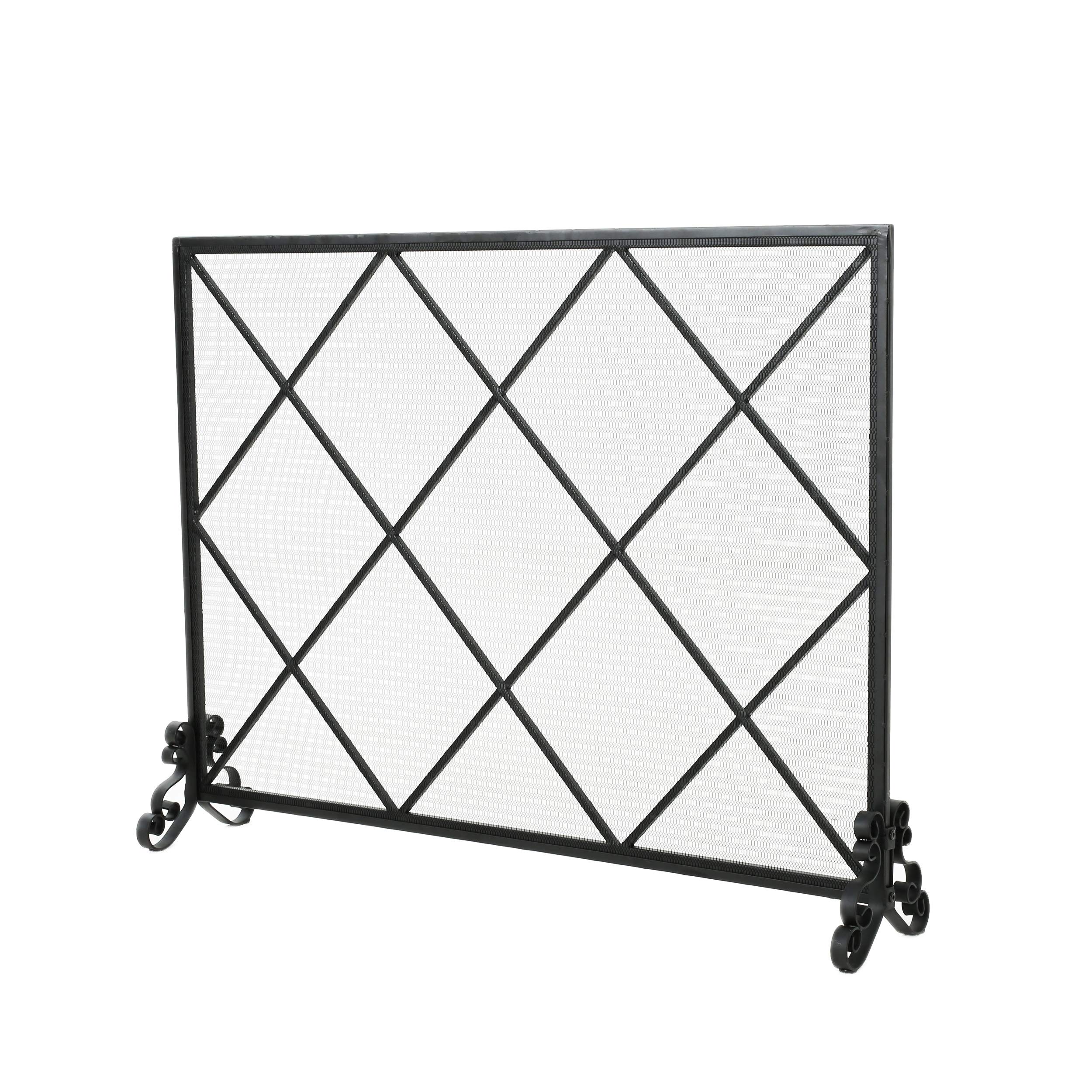 Christopher Knight Home Howell Single Panel Black Iron Fireplace Screen - Decorative Fireplace Guard for Living Room, Bedroom & Patio Safety