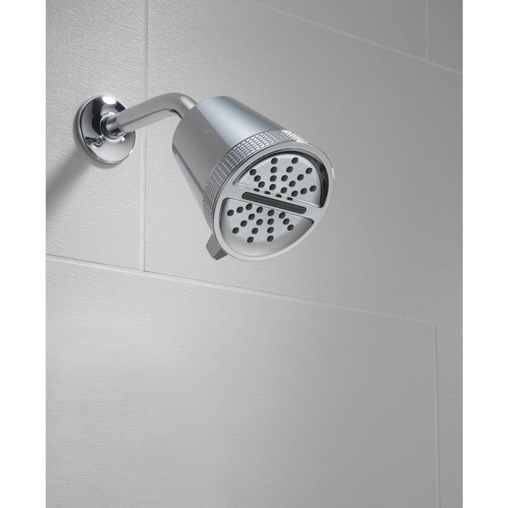 Delta Lumicoat Chrome 3-Setting Shower Head 52386 - High Pressure Rainfall, Massage & Water Saving Modes for Relaxing Bathroom Experience