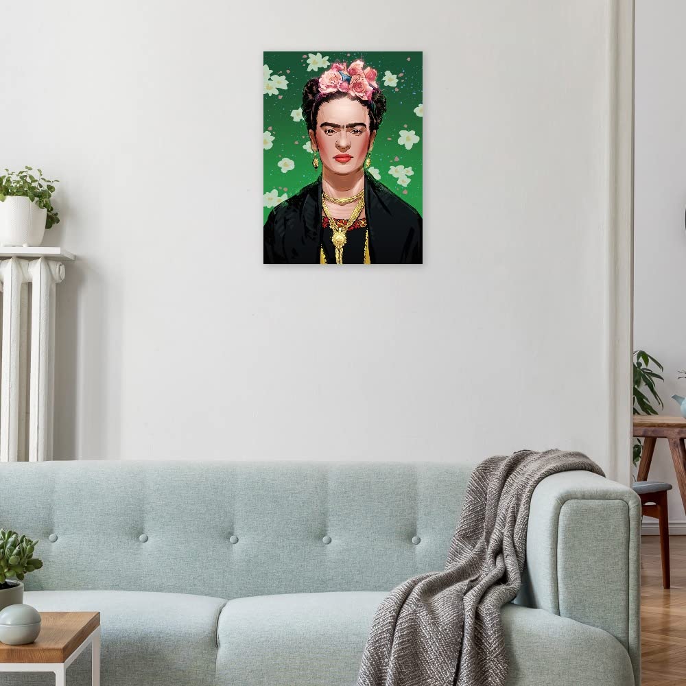 Frida Kahlo Canvas Wall Art - Hand Painted Fine Art Decor by Nikita Abkumov - 21x28 Inch Ready to Hang Painting for Living Room, Bedroom, Office & More - Perfect for Home Decor, Gifts & Art Lovers