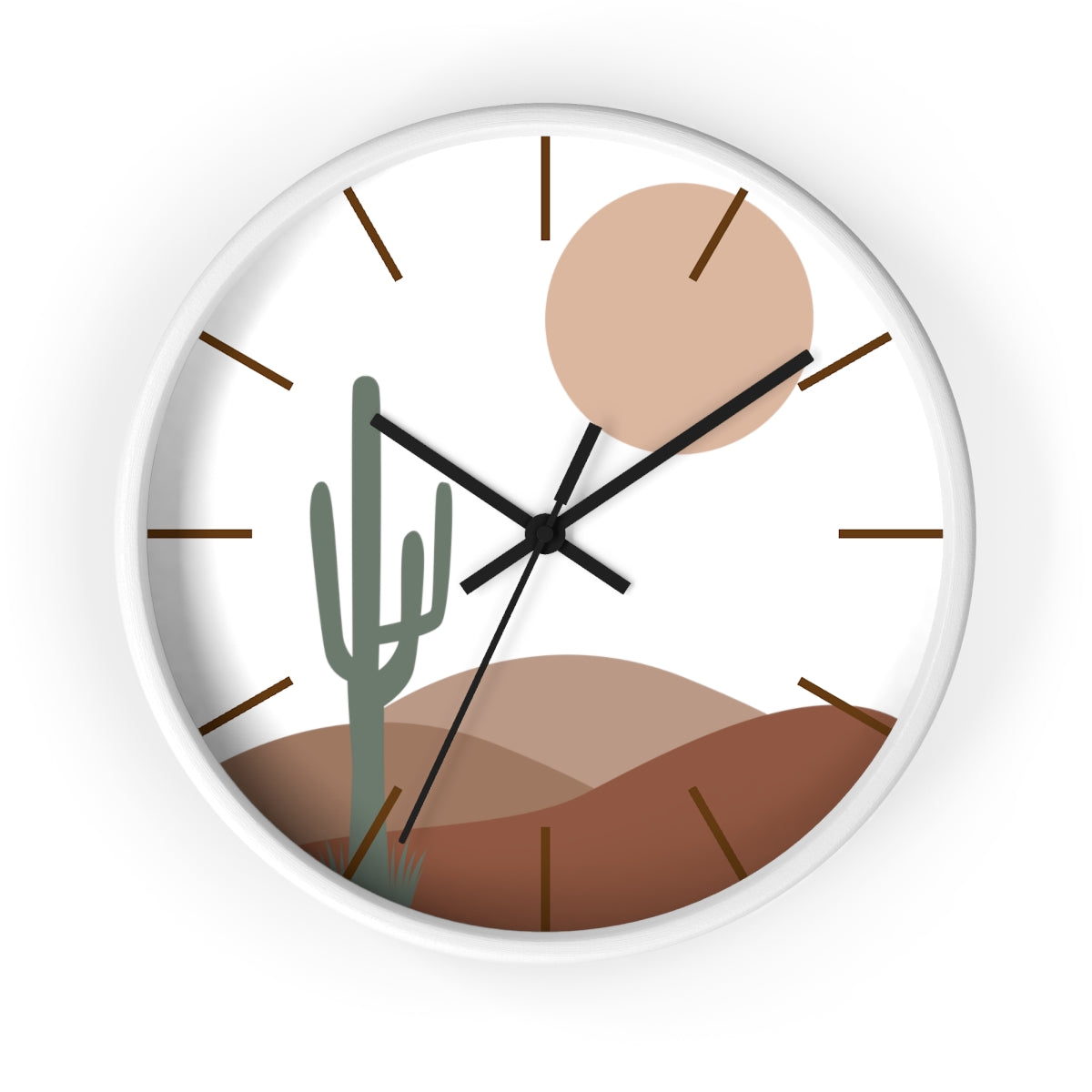 Bohemian Desert Scene Wall Clock - Silent Non-Ticking Battery Operated Rustic Wall Decor for Living Room, Bedroom & Office