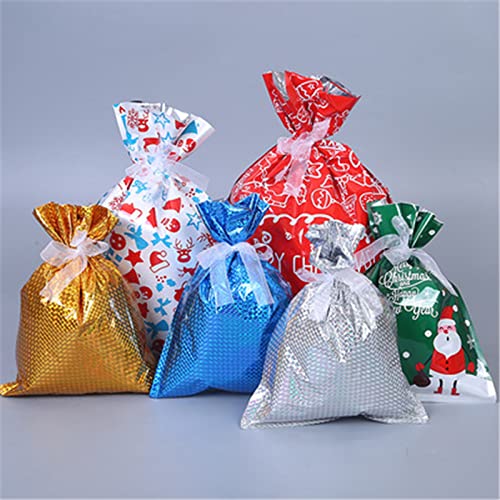 VALINK Christmas Drawstring Gift Bags - 30/35pcs Xmas Themed Printed Party Favor Pouches for Candy, Gifts & Home Decor - Perfect for Holiday Parties, Stocking Stuffers & Festive Wrapping
