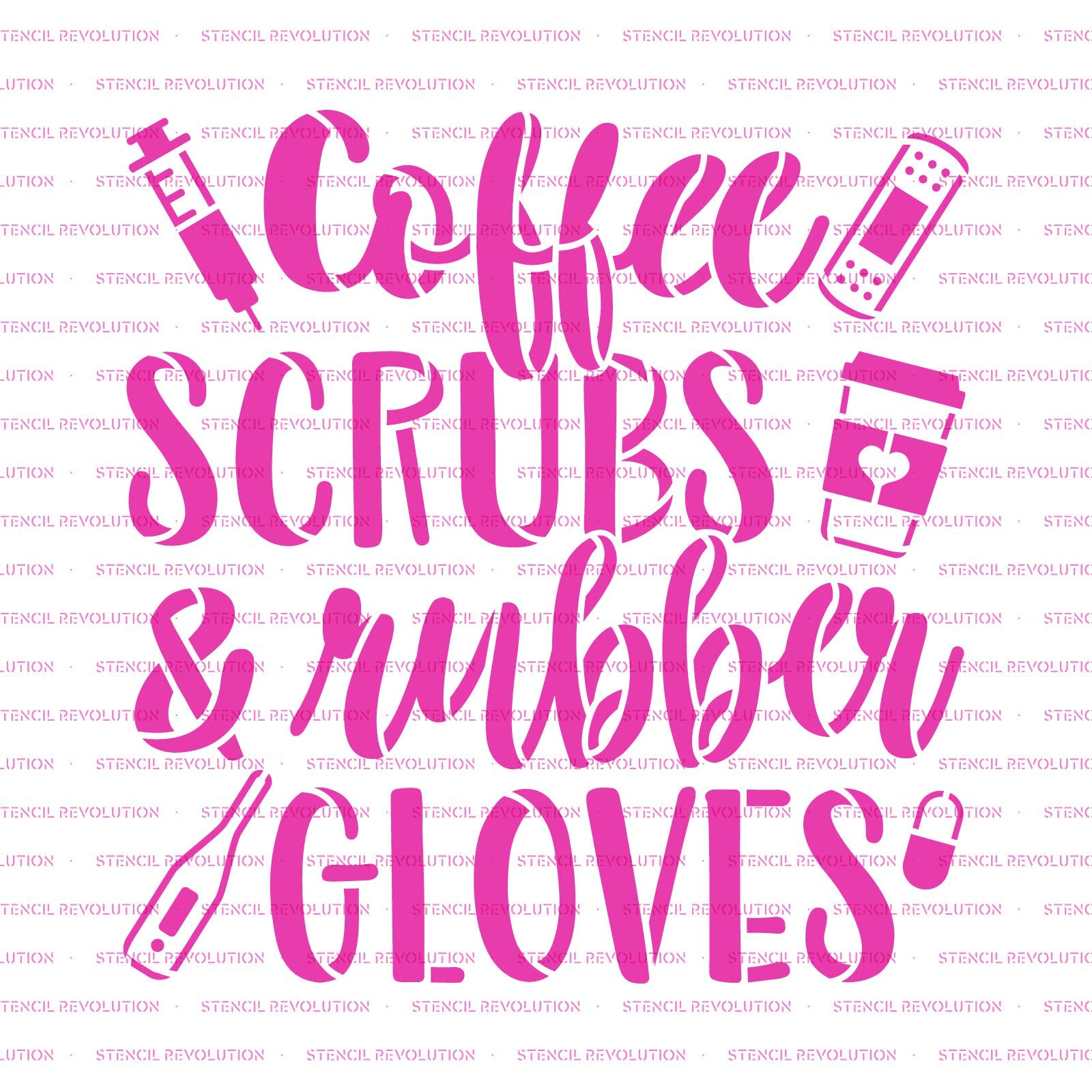 Premium Coffee Scrubs Rubber Gloves Nurse Stencil Set - Elegant DIY Gift Wrapping & Crafting Tool for Nurses, Medical Professionals & Healthcare Workers - Perfect for Holiday Gifts, Thank You Presents & Nurse Appreciation Week