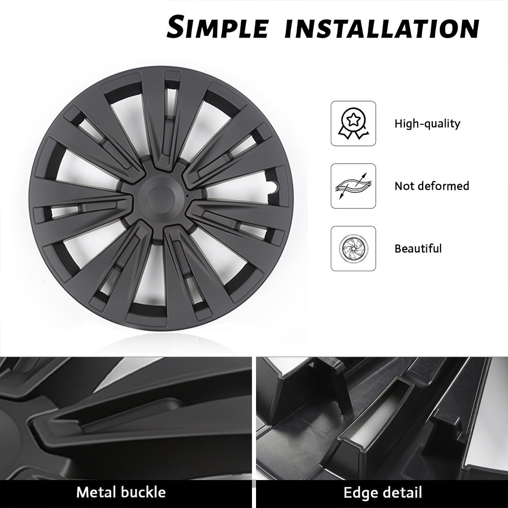 EVBASE 19 Inch Tesla Model Y Turbine Wheel Covers - 4PCS Matte Black Sport Rims for Model X Version | Enhance Style & Protect Alloy Wheels | Perfect for Daily Commuting & Road Trips