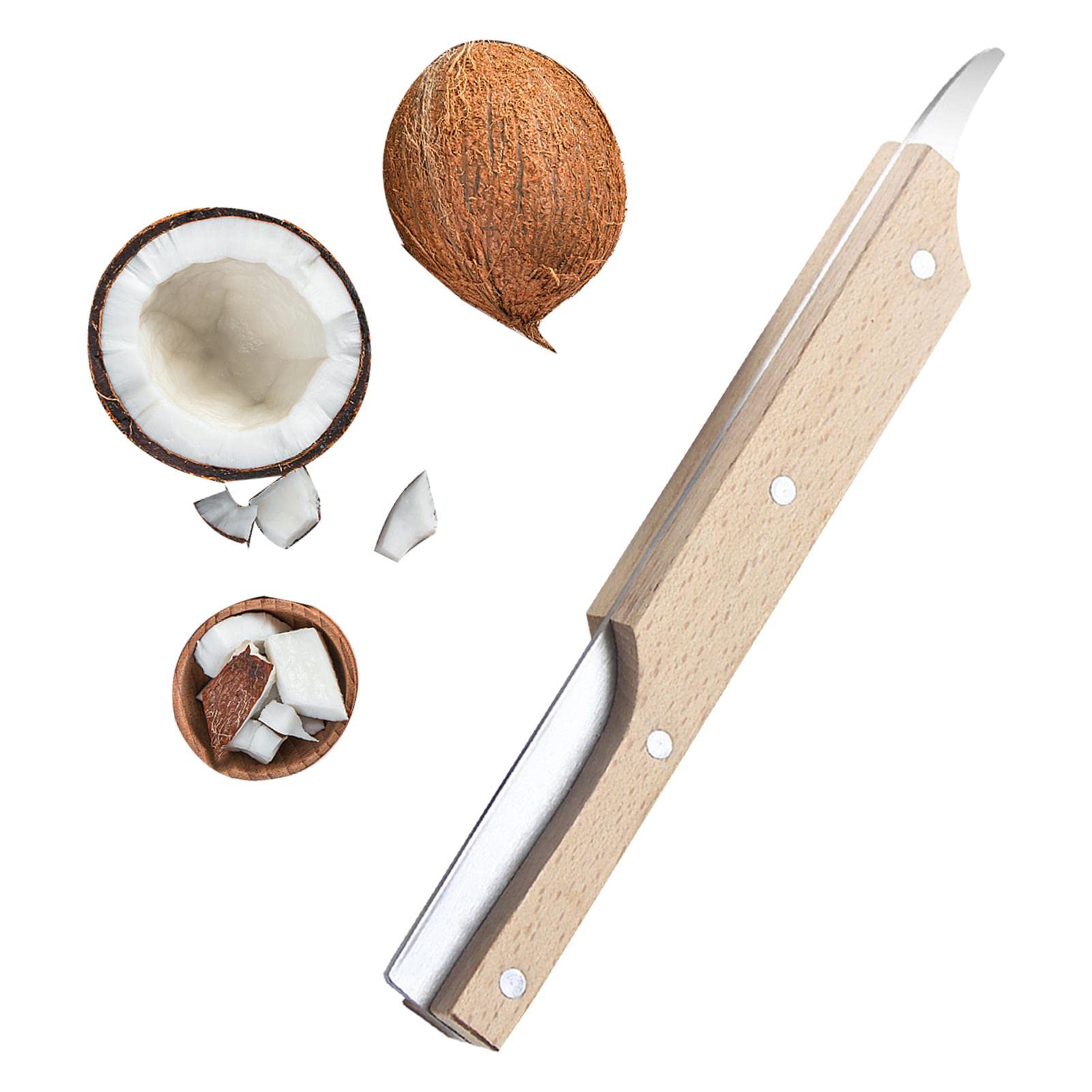Premium Coconut Breaker Tool - Heavy Duty Fruit Opener with Ergonomic Wooden Handle for Kitchen, Camping & Travel | Easy Coconut Cutter for Young & Mature Coconuts | Perfect Kitchen Gadget for Smoothies, Baking & Tropical Recipes