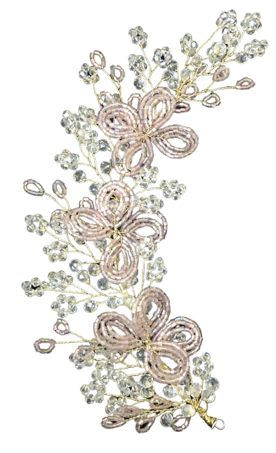 Samyak Crystal Bridal Hair Tiara - 3 Flower Beaded Headband with Vine Design for Wedding, Bridesmaid, and Bun Decoration | Elegant Hair Accessories for Brides, Prom, and Special Occasions
