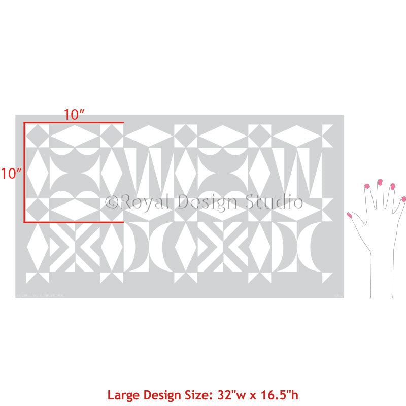 Opposites Attract Modern Tribal Wall Stencil Kit - DIY Home Decor Painting Template for Nursery, Living Room & Bedroom Wall Art