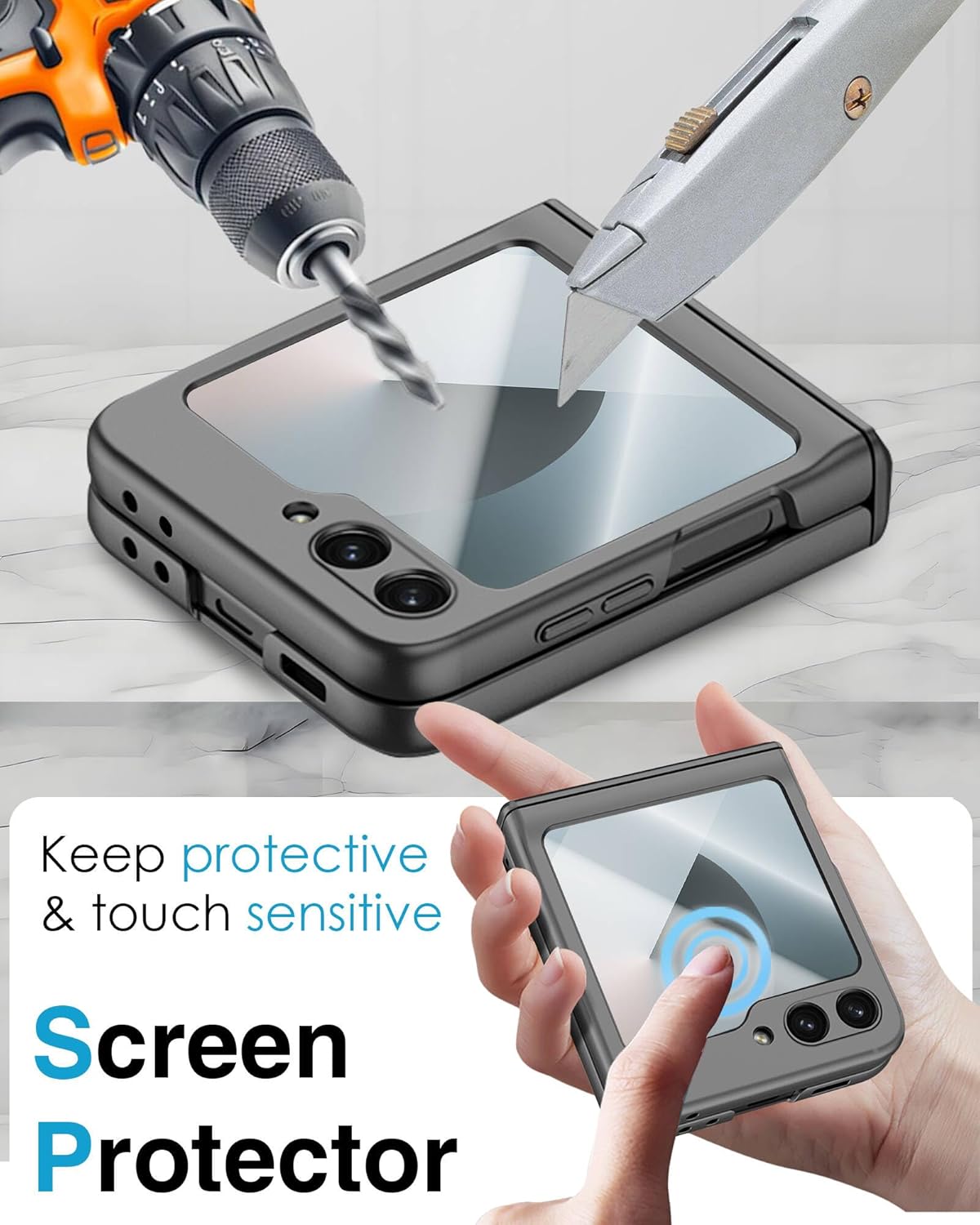 Samsung Galaxy Z Flip 6 Phone Case with Hinge Protection & Built-in Screen Protector | Shockproof Cover for Everyday Use & Travel