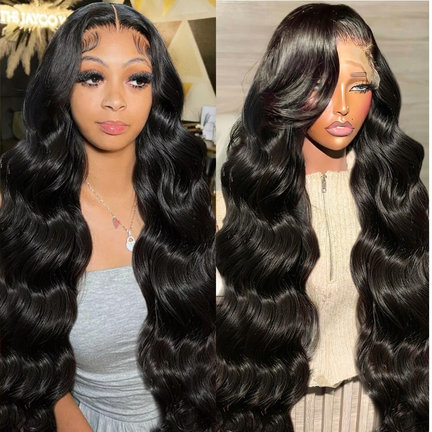13x6 HD Lace Front Wigs Human Hair - Body Wave 200% Density Pre Plucked Glueless Wigs with Baby Hair | 100% Real Human Hair Natural Color 24 Inch | Perfect for Daily Wear, Cosplay, and Special Occasions
