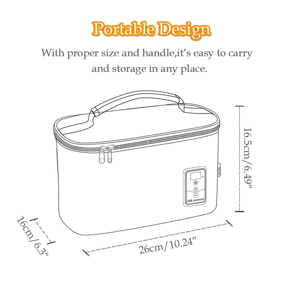 Portable USB Car Baby Bottle Warmer with Digital Display - 5V/20W Adjustable Temperature Milk Heater Bag for Travel, Home & On-the-Go - Perfect for Breast Milk, Formula & Baby Food Warming