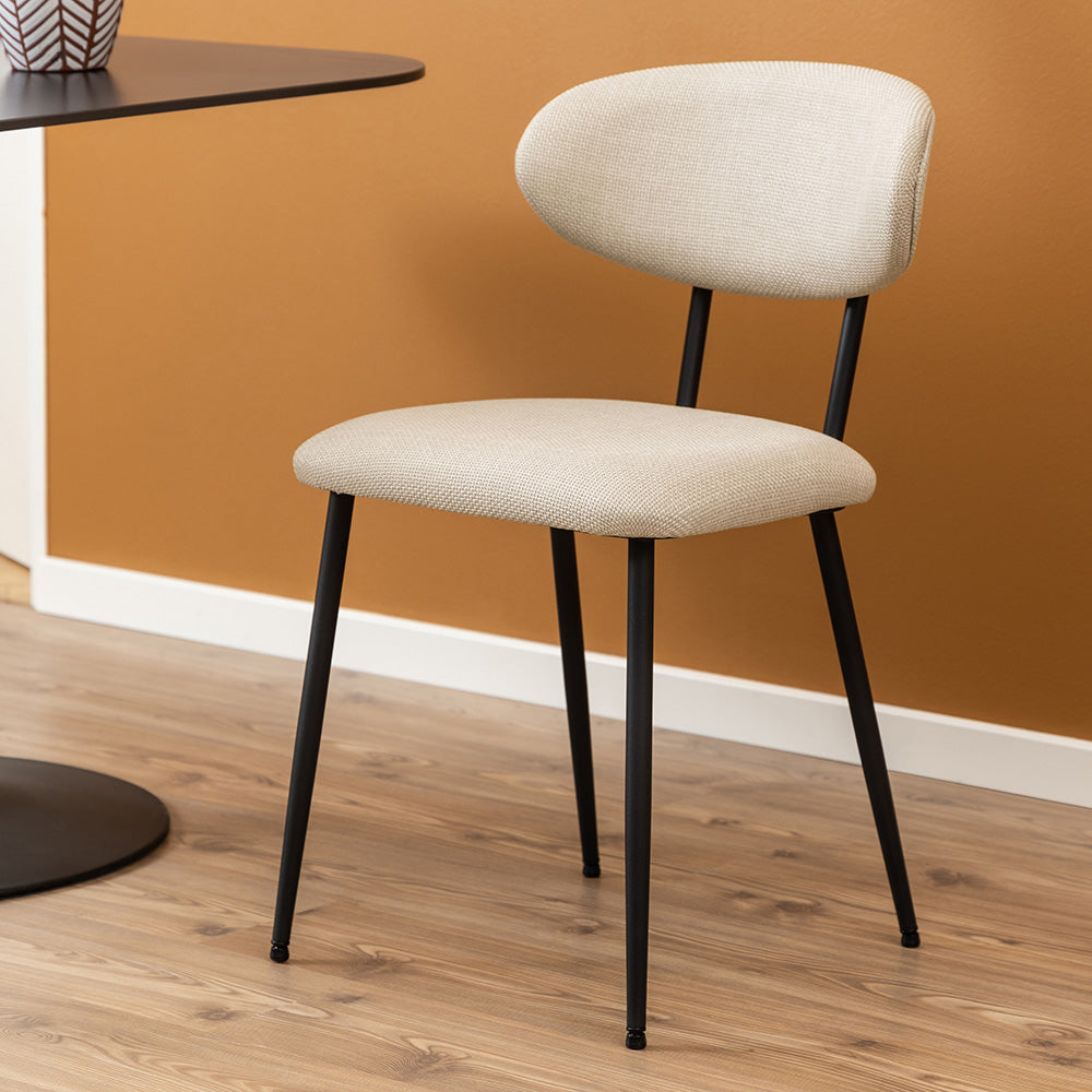 Denise Dining Chair - Modern Beige & Black Upholstered Chair for Kitchen, Dining Room, or Office - Comfortable & Stylish Seating Solution for Home Decor