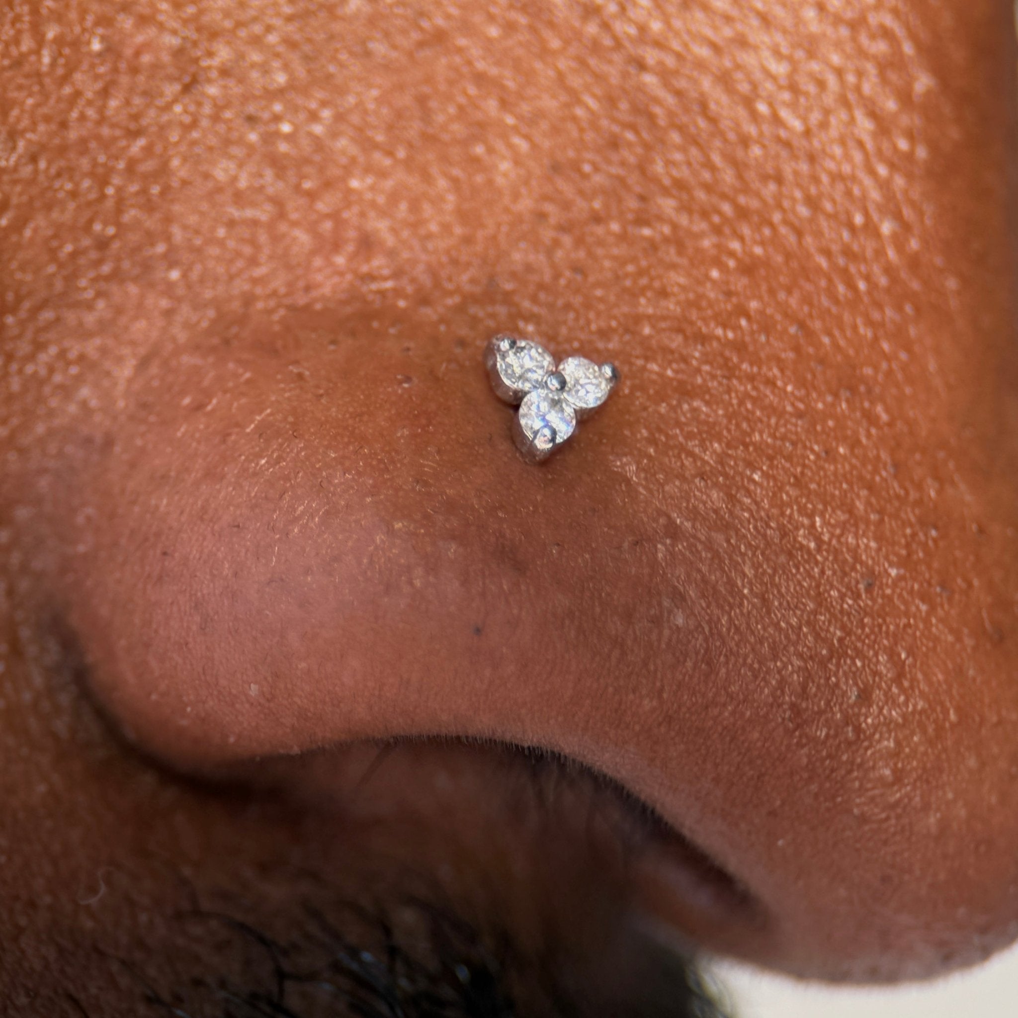 14k Rose Gold Diamond Trinity Cluster Flat Back Stud Earrings for Women - Perfect for Weddings, Parties & Everyday Elegance