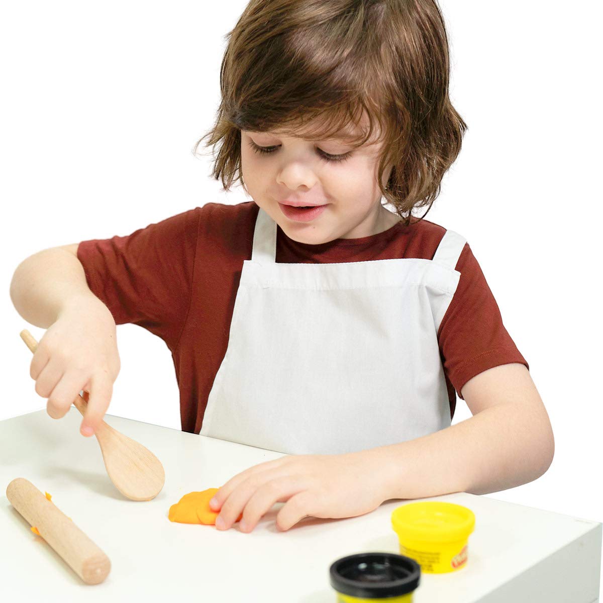 Twinklebelle Kids' 7-Inch Small Wooden Rolling Pins Set for Baking, Pizza Making, Pasta Dough & Play-Dough Crafts - 6-Piece Pack - Perfect for Birthday Parties, Classroom Activities & DIY Art Projects