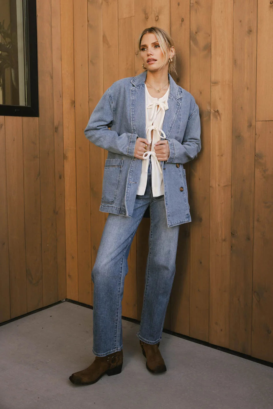 Hesper Denim Blazer for Women - Stylish Denim Jacket with Classic Fit | Perfect for Casual Outfits, Office Wear & Date Nights