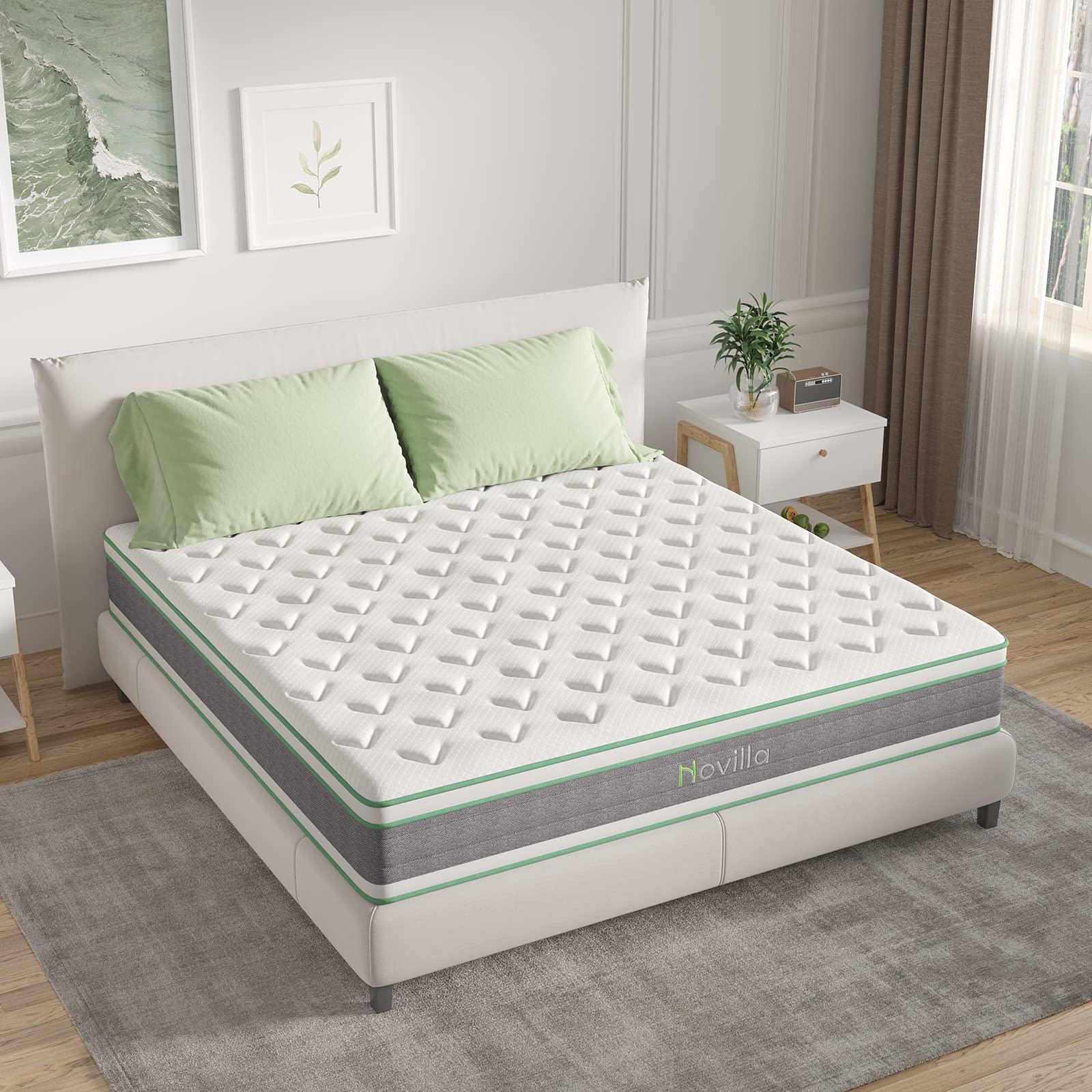Novilla 12 Inch Hybrid King Mattress in a Box - Gel Memory Foam & Innerspring for Cool Sleep, Pressure Relief, Medium Firm Support with Pillow Top - Perfect for Bedrooms, Guest Rooms, and Dormitories