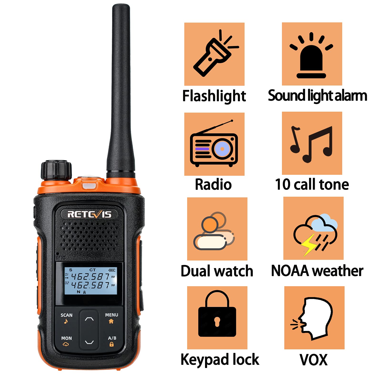 Retevis RB27B Rechargeable Walkie Talkies for Adults - Compact Two Way Radios with USB Charging, NOAA Weather Alert, Flashlight & Dual Watch - Ideal for Camping, Hiking, Emergency Preparedness & Outdoor Adventures (1 Pack)