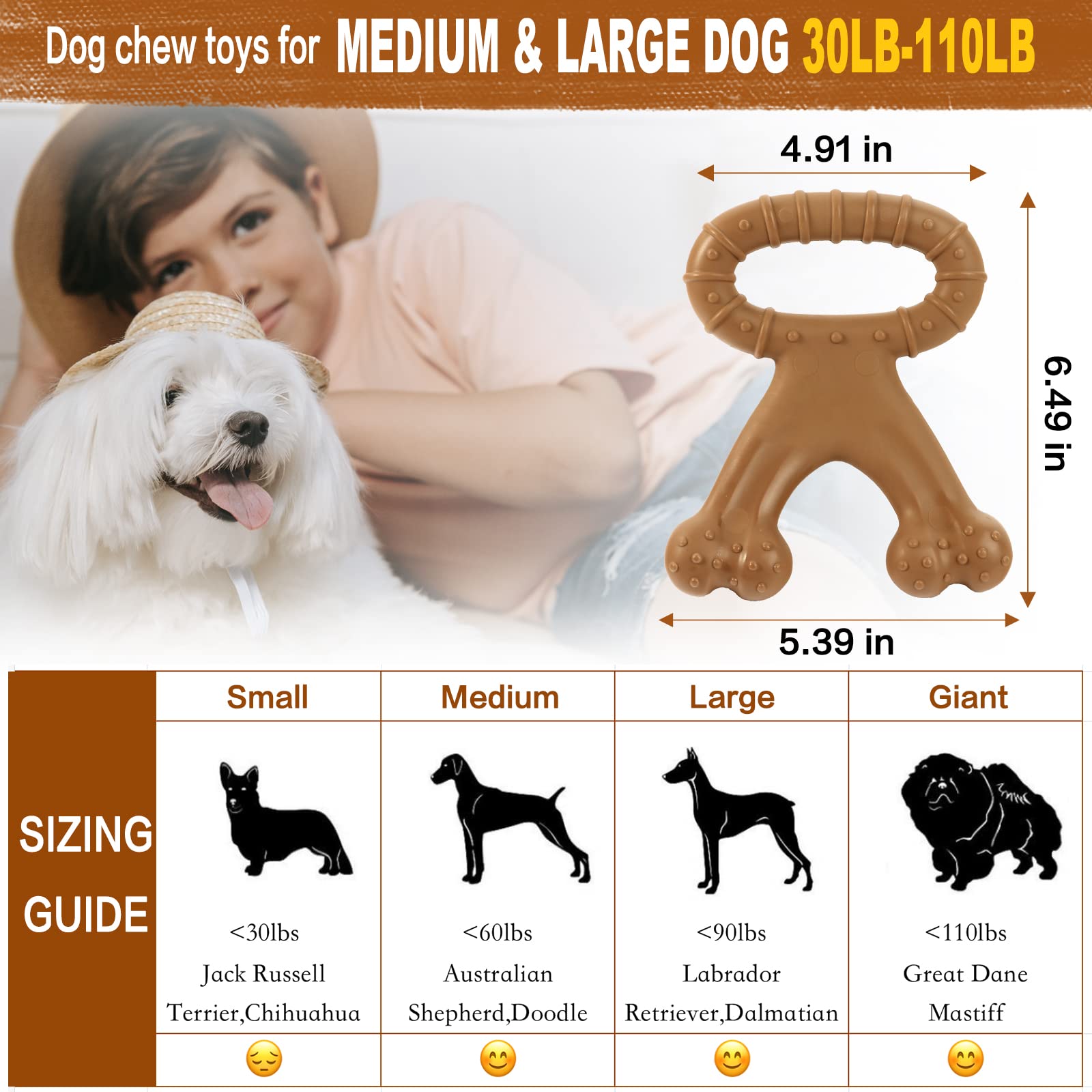 Durable VIWIK Dog Chew Toys for Aggressive Chewers - Tough Chew Bones for Large, Medium & Small Dogs - Long-Lasting Puppy Toys for Smart Breeds - Perfect for Teething, Boredom Relief & Training