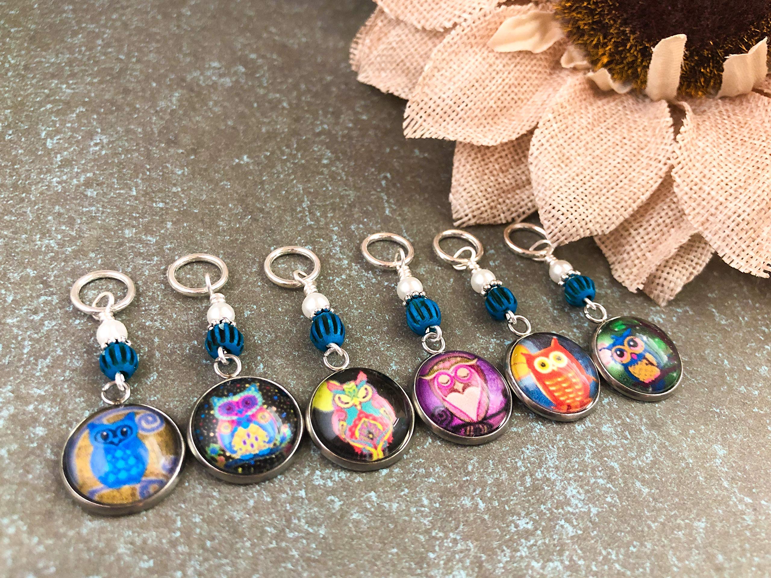 Owl Stitch Markers for Knitting & Crochet - Cute Handmade Knitting Accessories - Perfect Gift for Knitters - Great for Counting Stitches & Marking Rows in DIY Yarn Projects