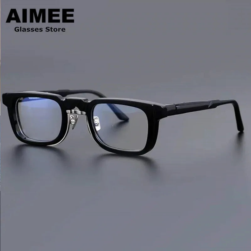 Aimee Unisex Full Rim Square Acetate Eyeglasses 6555 - Stylish & Durable Frames for Men & Women - Perfect for Work, Reading & Fashion Accessories