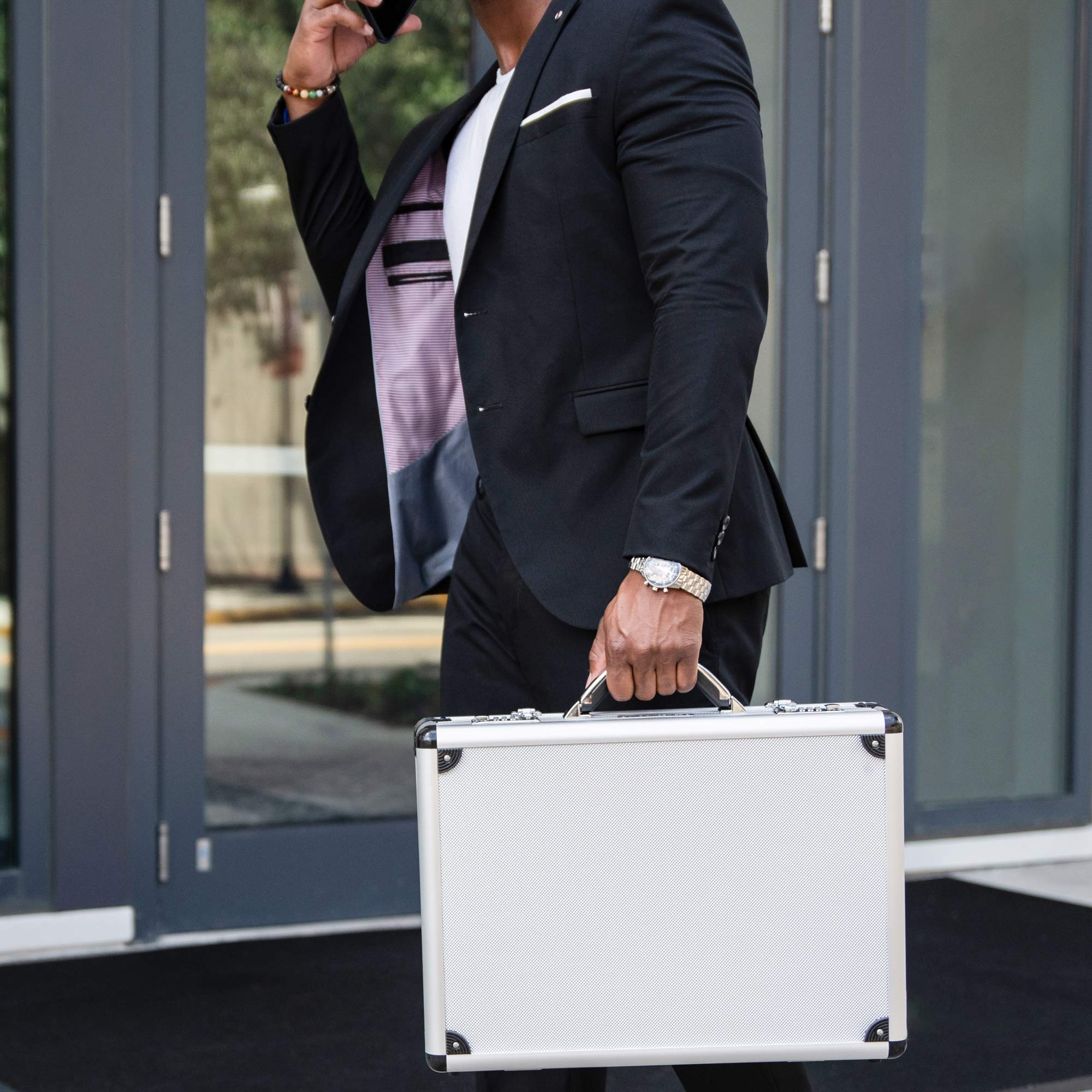 Alpine Swiss Aluminum Attache Case - Padded Laptop Briefcase with Combo Lock, Hard Sided Business Carry On for Men & Women | Perfect for Office, Travel & Business Meetings
