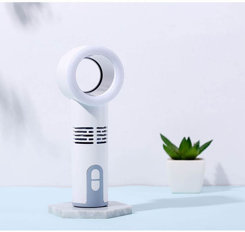 Portable Bladeless USB Fan with LED Light - Quiet Cooling Fan for Office, Home & Travel - USB Powered Desktop Fan for Computer, Bedroom & Outdoor Use