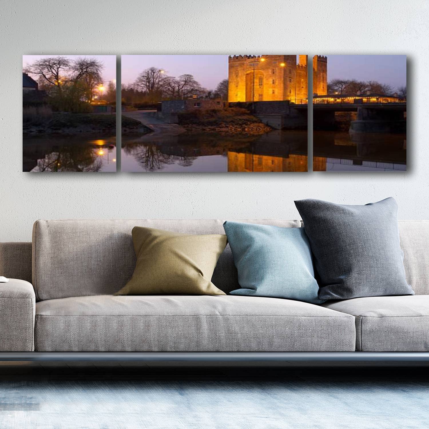 Bunratty Castle at Sunset - Framed Giclee Canvas Art Print (63