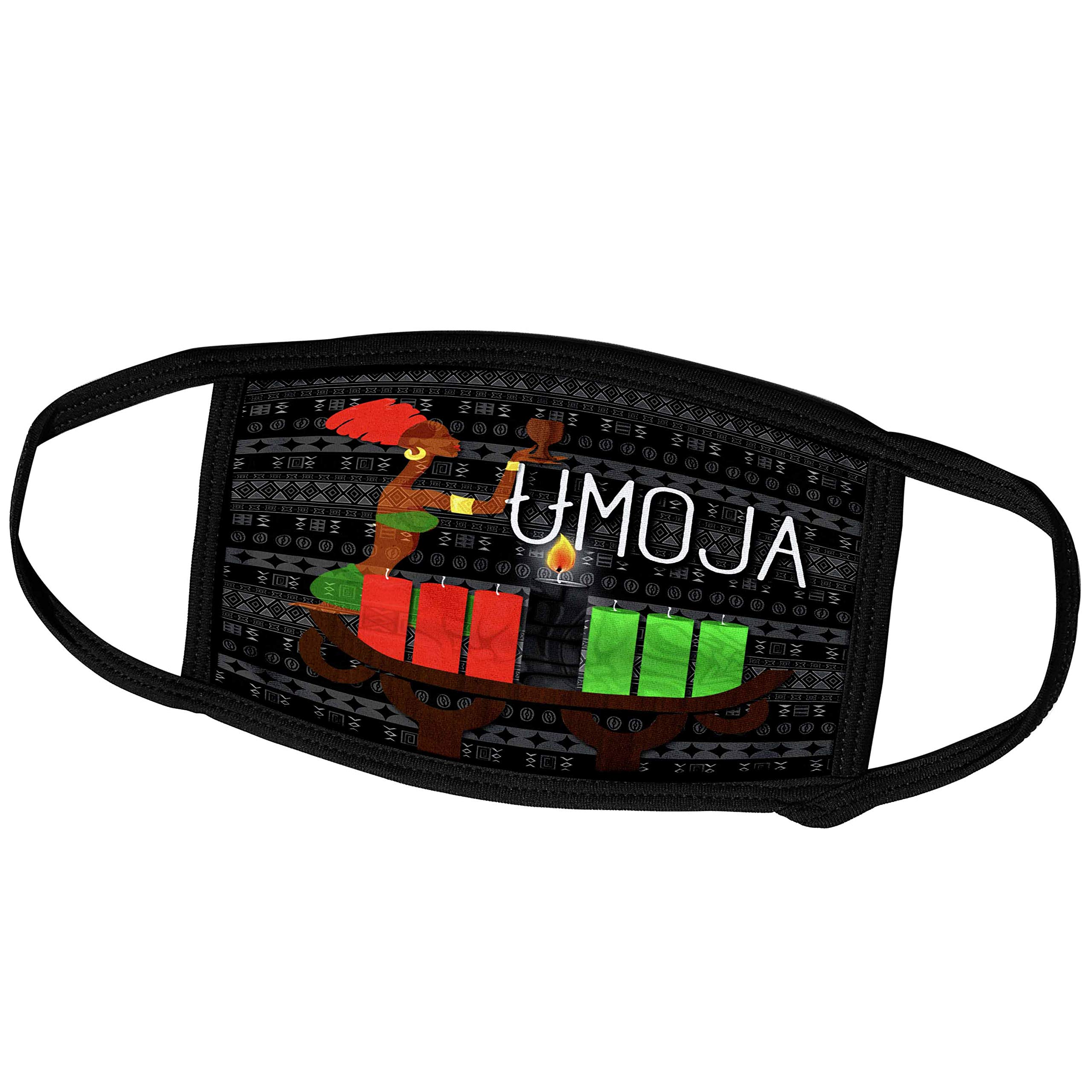 3dRose Medium Face Mask - Umoja Day 1 of Kwanzaa Unity Cup with Kinara Candles Design | December 26th Celebration | Reusable Cotton Face Covering for Holidays, Cultural Events & Daily Protection