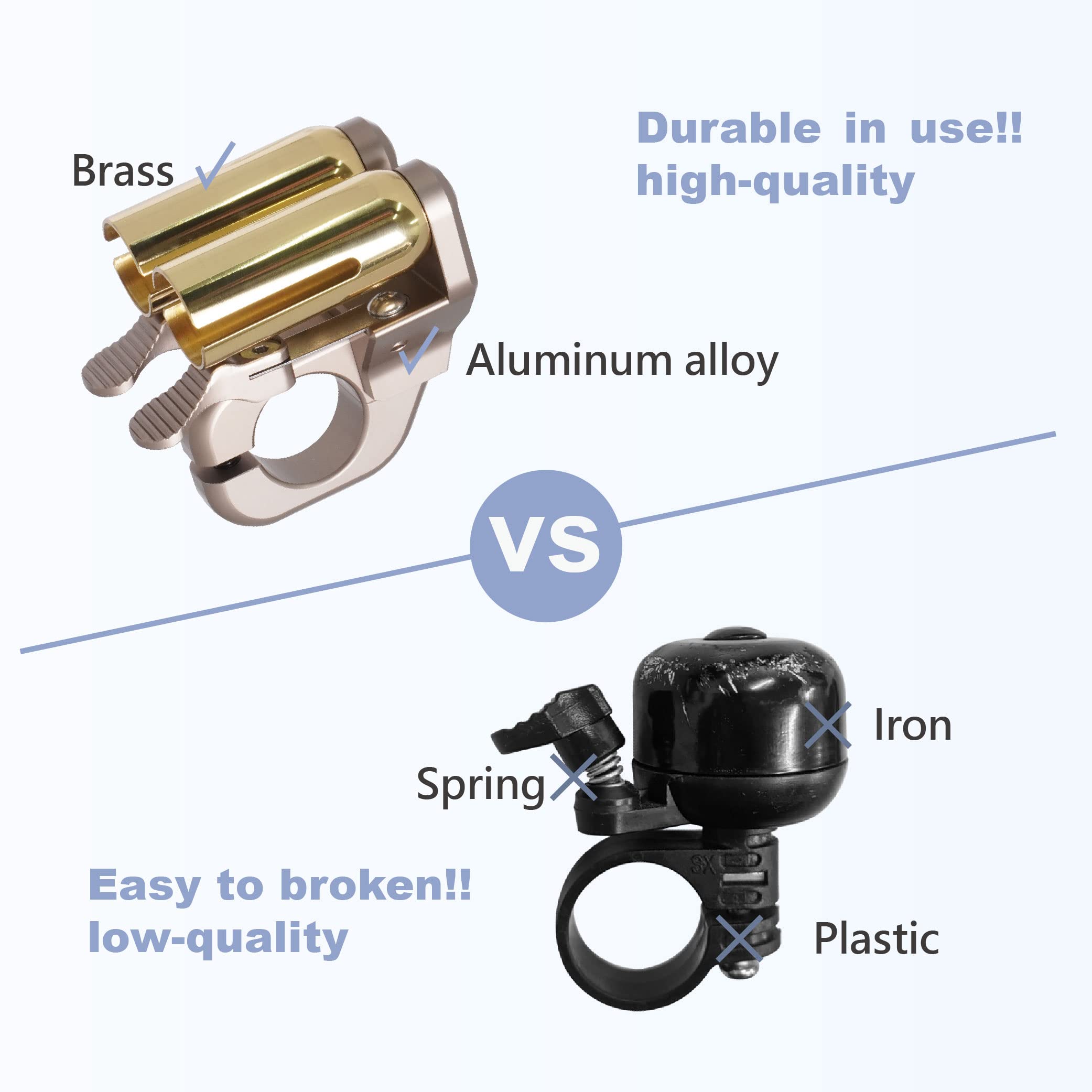 AXL Cycling Bike Bell - Copper Brass Alloy Mountain Bike Bell with Loud & Crisp Sound for Road, Mountain, City & Sports Bikes - 2 Adjustable Tones for Safety & Alerting Pedestrians - Perfect for Commuting, Trail Riding & Urban Cycling