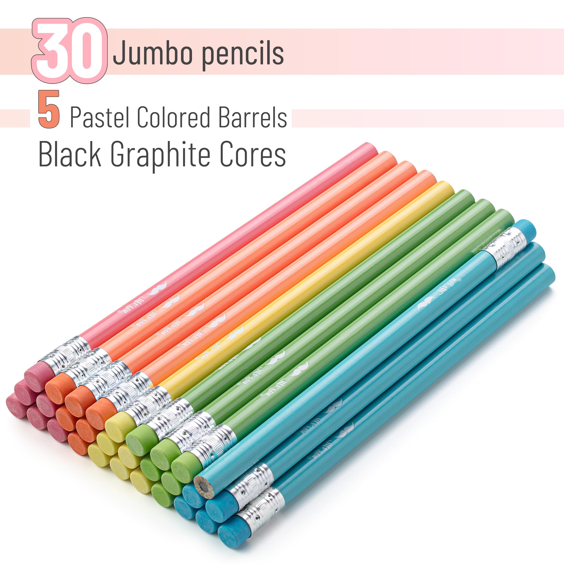 Mr. Pen Jumbo Pencils - 30 Pack Extra Thick Preschool & Kindergarten Pencils for Kids Ages 2-8 | Perfect for Early Writing Practice, Classroom Supplies & Homeschooling Activities
