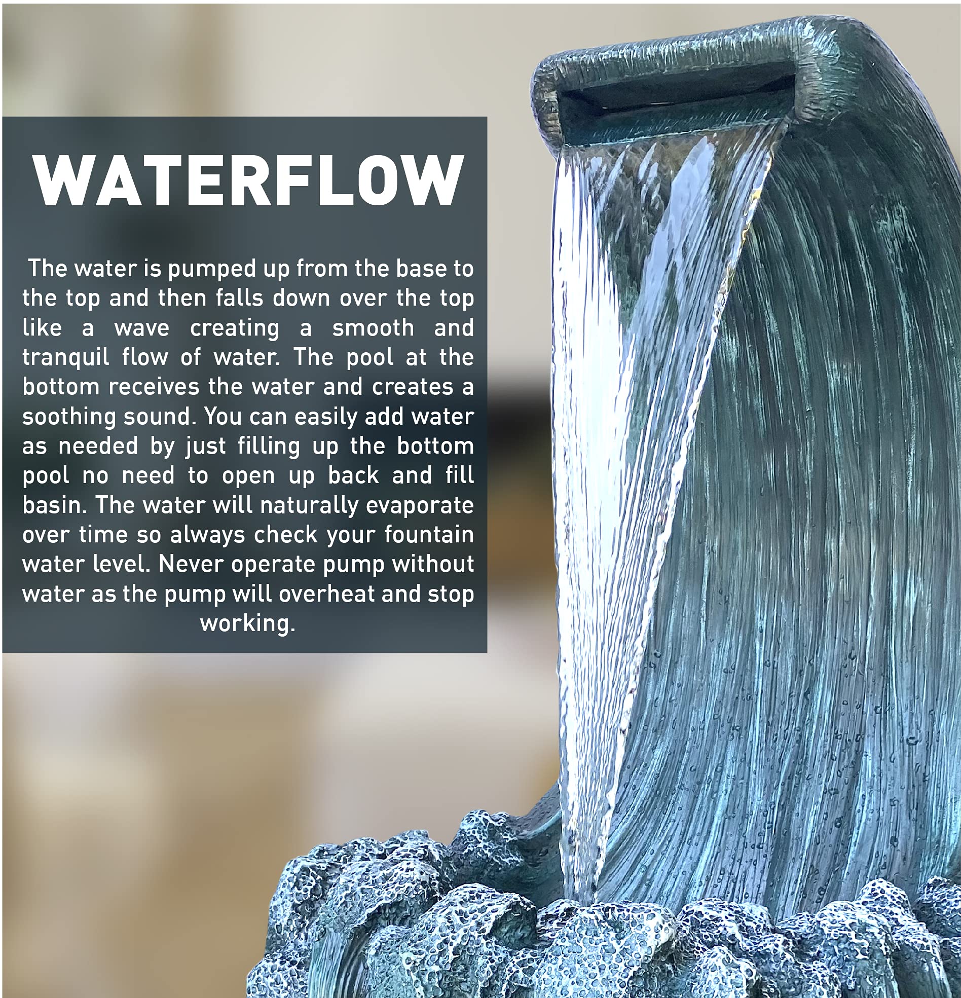 Ocean Wave Water Fountain with LED Lights - 40