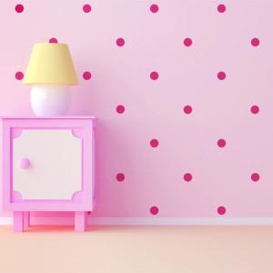 Hot Pink Room Dots Wall Decals - Self-Adhesive Home Decor Stickers for Kids Bedroom, Nursery, Playroom & Office