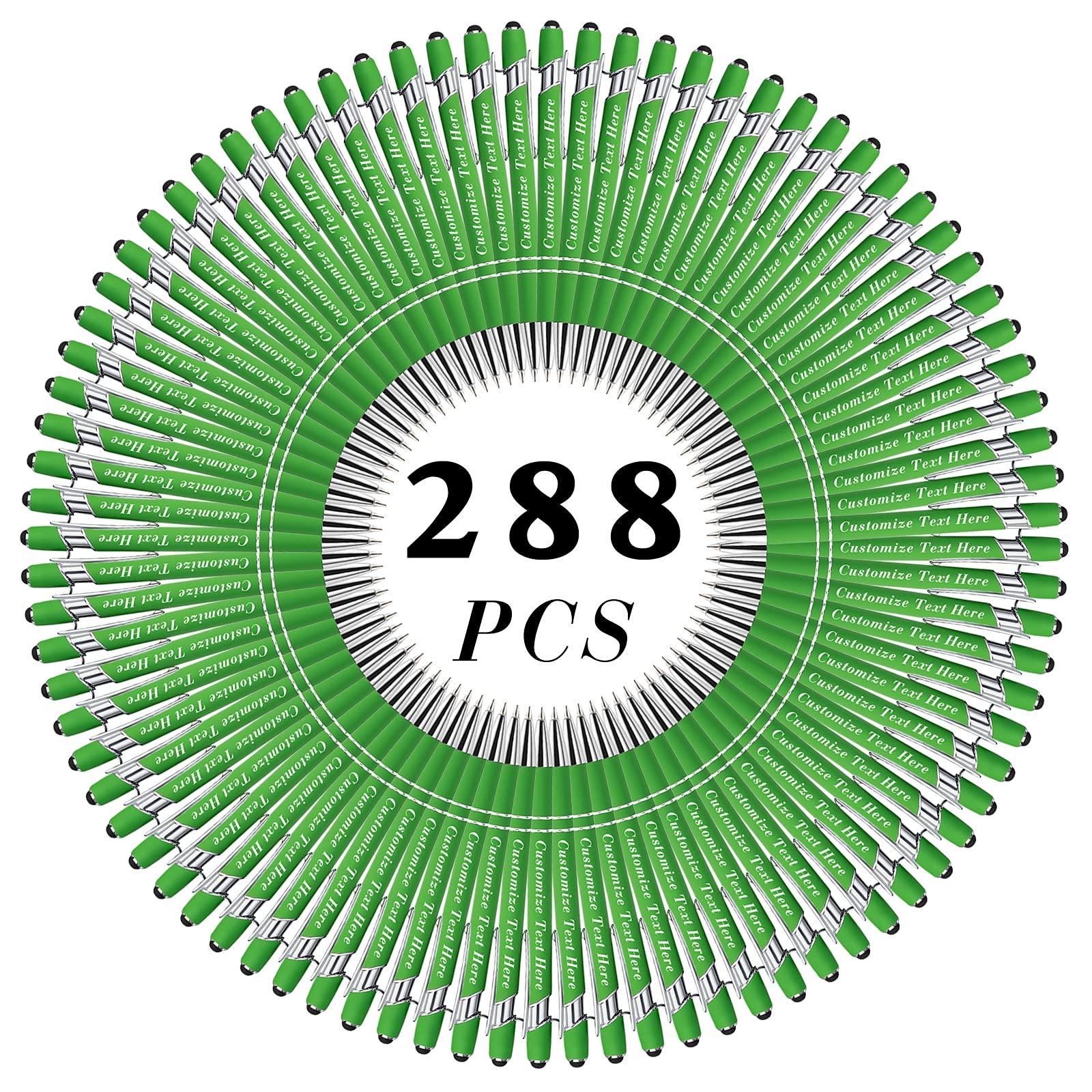 Custom Engraved Ballpoint Pens Bulk 288 Pcs with Stylus Tip - Personalized Name/Message/Logo - Medium Point Black Ink - Perfect for Wedding Favors, Graduation Gifts, Birthday Party Favors & Corporate Events