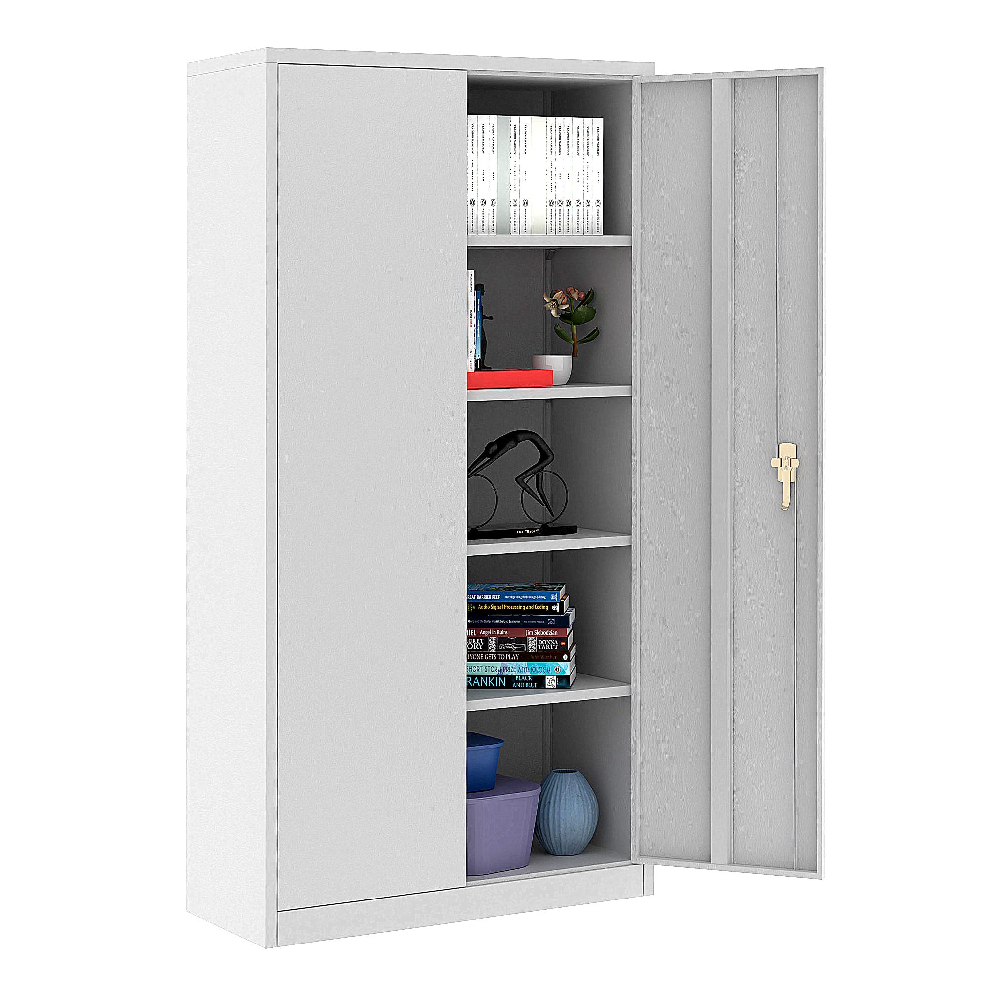 REEMOON 72 Inch Metal Storage Cabinet with 4 Adjustable Shelves - 2-Door Lockable Steel Cabinet for Garage, Home & Office Organization - Heavy Duty Gray Storage Unit (Assembly Required) - Perfect for Tools, Supplies & Equipment Storage
