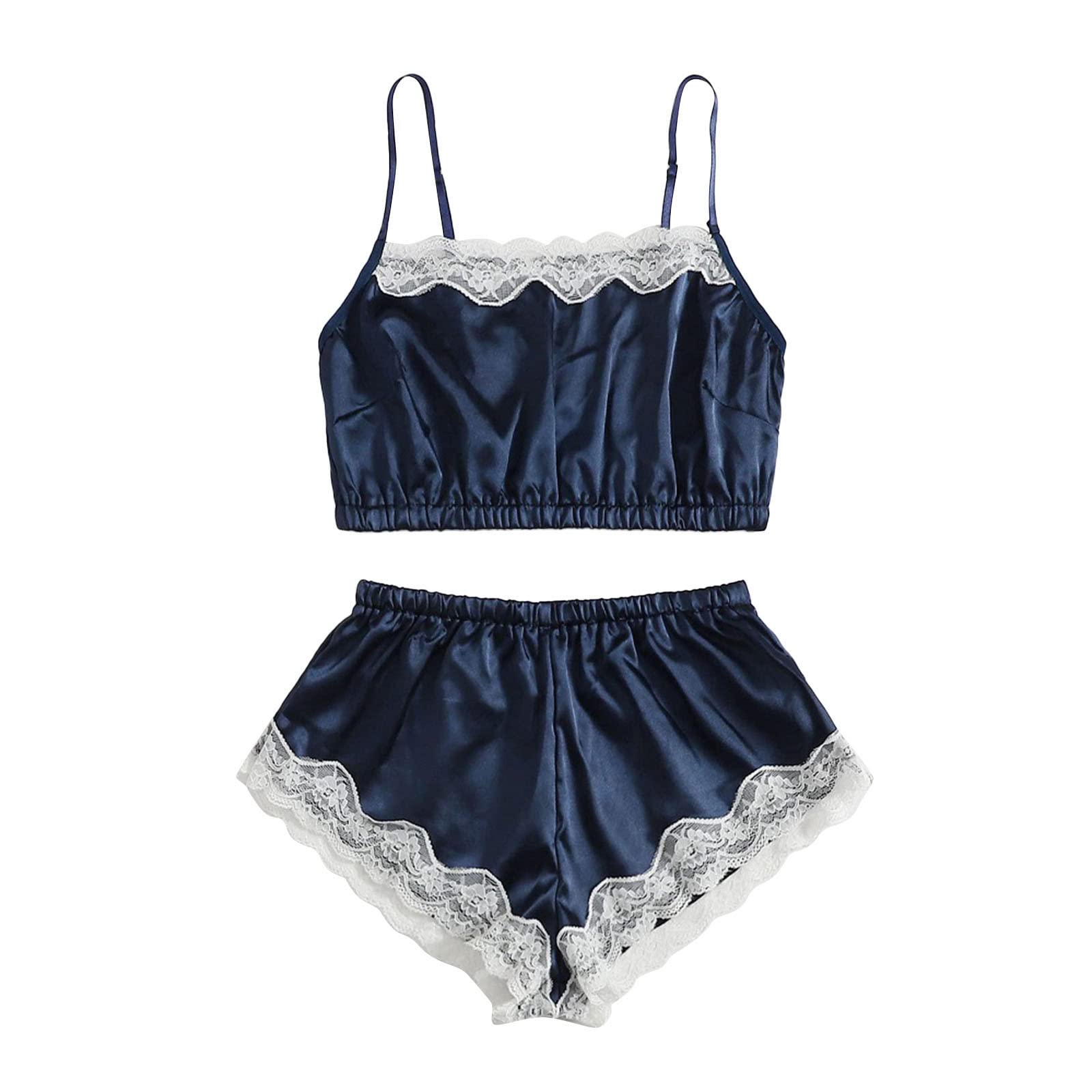**Sexy Women's Lace Camisole & Shorts Pajama Set - Comfortable Sleepwear for Women, Two-Piece Nightwear for Date Night & Romantic Occasions**