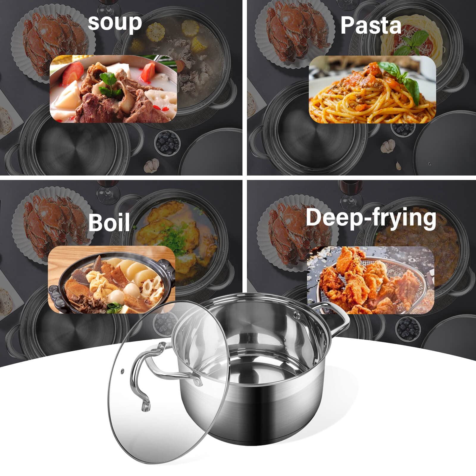 10 Quart Stainless Steel Stock Pot with Lid - Induction Compatible Soup & Cooking Pot for Home & Restaurant Use - Durable Cookware for Boiling, Stewing & Meal Prep